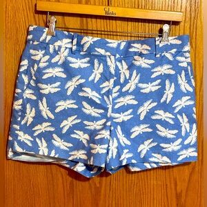 LOFT Blue and White Dragonfly Print Shorts